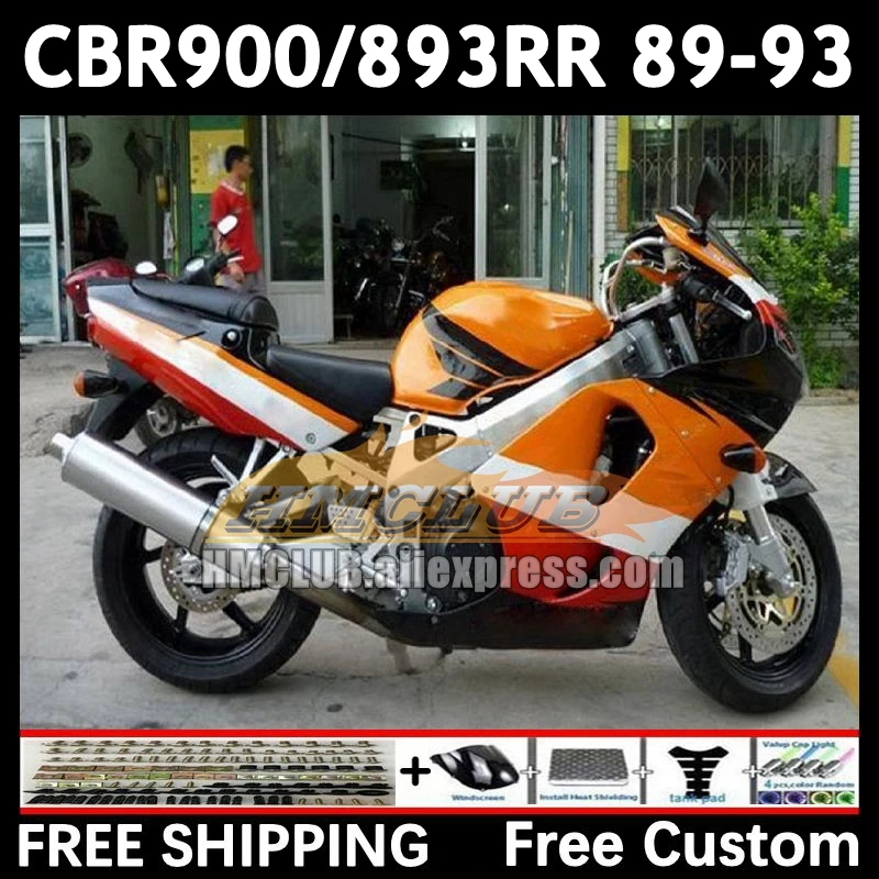 Orange Black Fairing For HONDA CBR 893RR CBR900RR CBR900 CBR893 RR 71No.0 CBR893RR 89 90 91 92 93 1989 1990 1991 1992 1993 Body