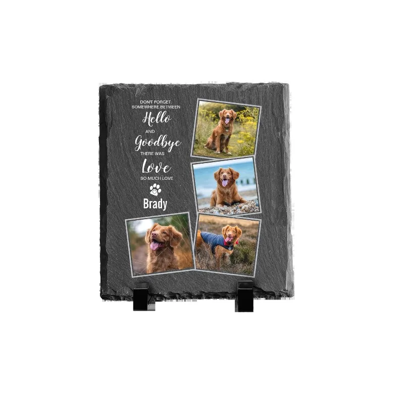 Pet Memorial Stone Plaque Custom Photo Slate Frame Dog Cat Remembrance Keepsake Personalized Grave Marker Tribute Gift HomeDecor