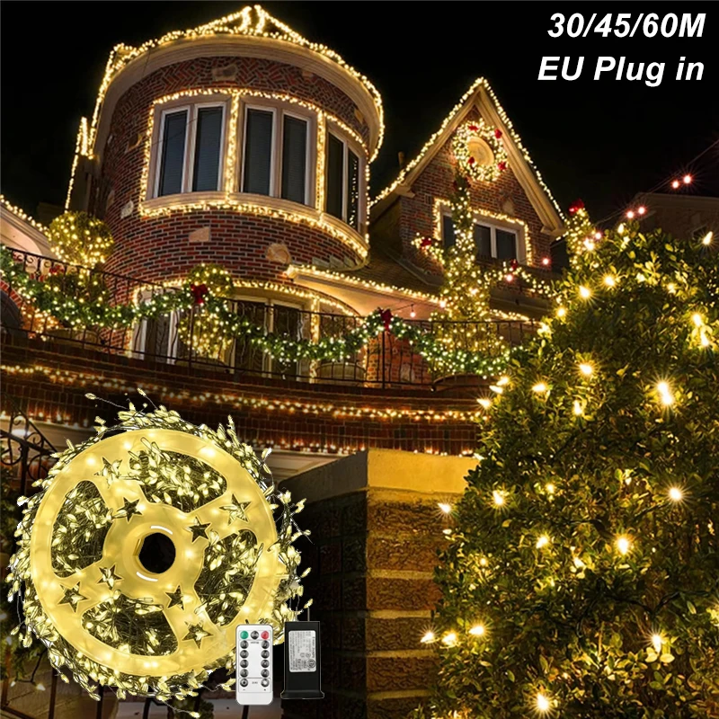 عيد الميلاد LED سلسلة أضواء الدافئة توهج IP44 مقاوم للماء 220 فولت الاتحاد الأوروبي لشجرة عيد الميلاد حديقة النباتات فروع أضواء الجنية الزينة #1