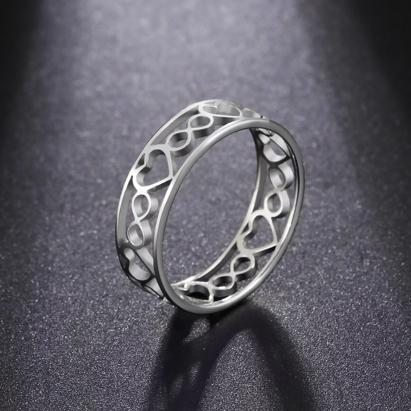 Amaxer رومانسية إنفينيتي القلب خاتم الفولاذ المقاوم للصدأ الحب البنصر للنساء زوجين المشاركة مجوهرات الزفاف هدية حفلة