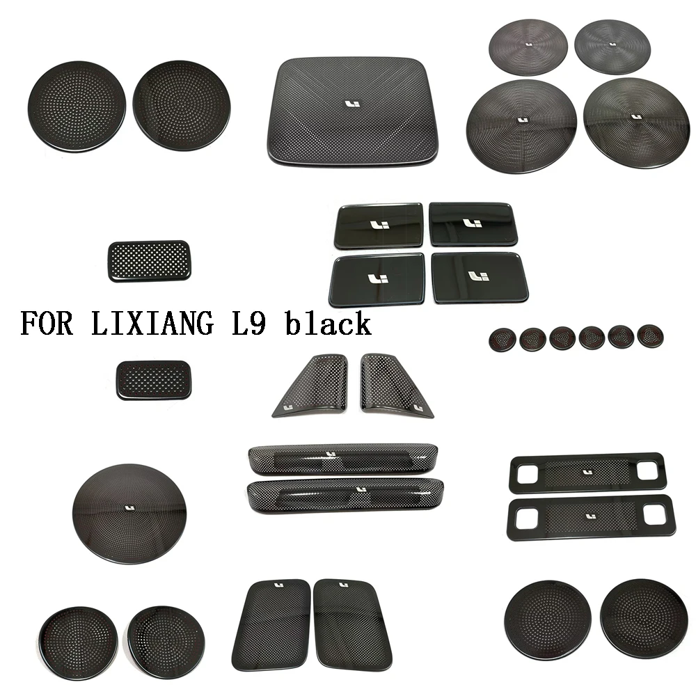 

For Leading Ideal LiXiang L9 black Audio Speaker horn Cover Sticker Dashboard Frame speaker wheel horn cover DIY metal sequins