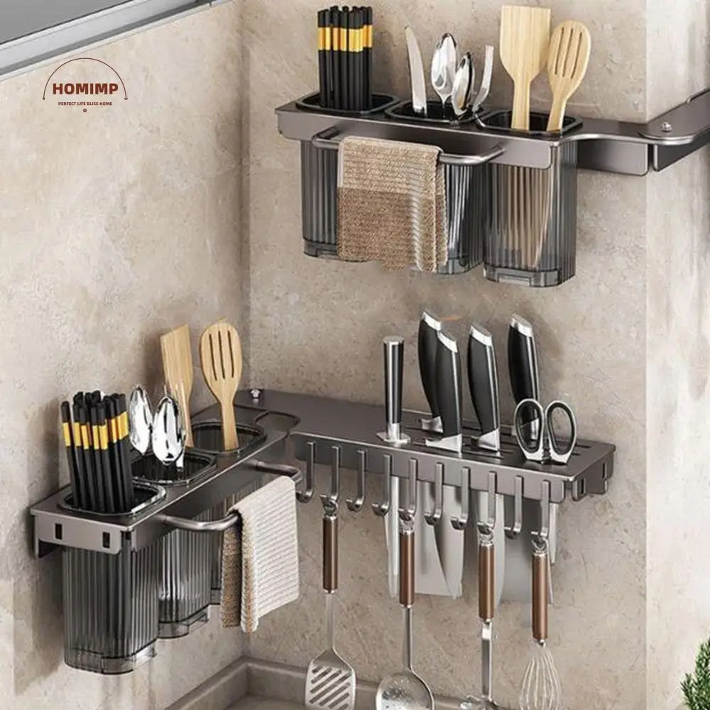 

Wall Mounted Kitchen Storage Rack 90 Degree Rotation Large Capacity Cutter Holder Moisture Resistant Space Saving