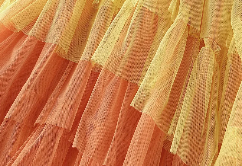Women's Tulle Skirt Ruffle Multilayer Mesh A Line Tier Tutu Prom Irregular High Waisted Gradient Rainbow TulleLong Skirt 1379