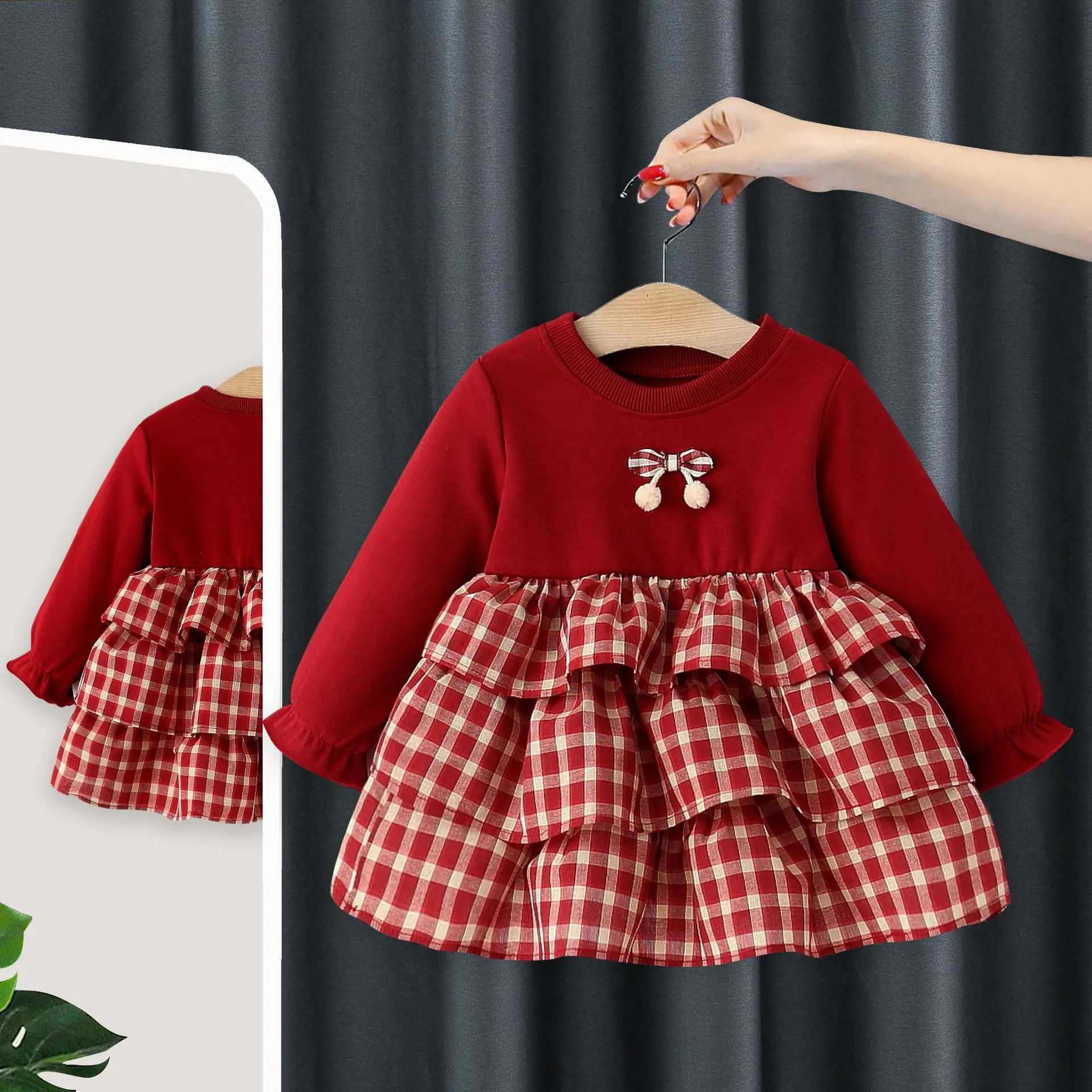 

Spring fall newborn baby Girls' Clothes bow Dress for infant Girls' Clothing 1 Year Baby Christmas Birthday Tutu Dresses dress