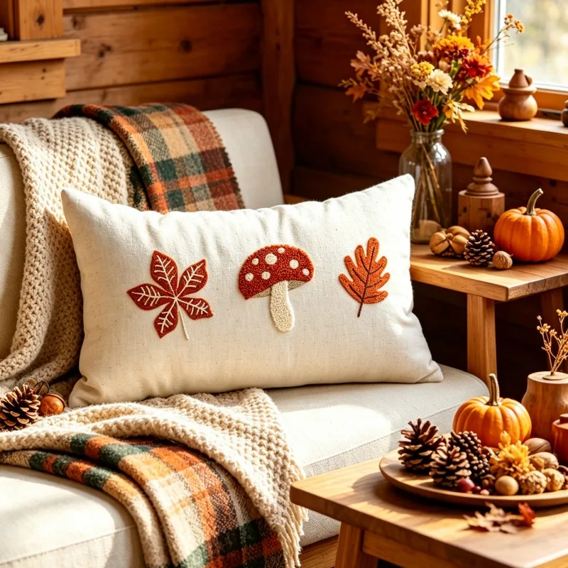 2 pieces sofa pillow cover, four seasons embroidered pillow cover, thick decorative pillow cover, dustproof cover