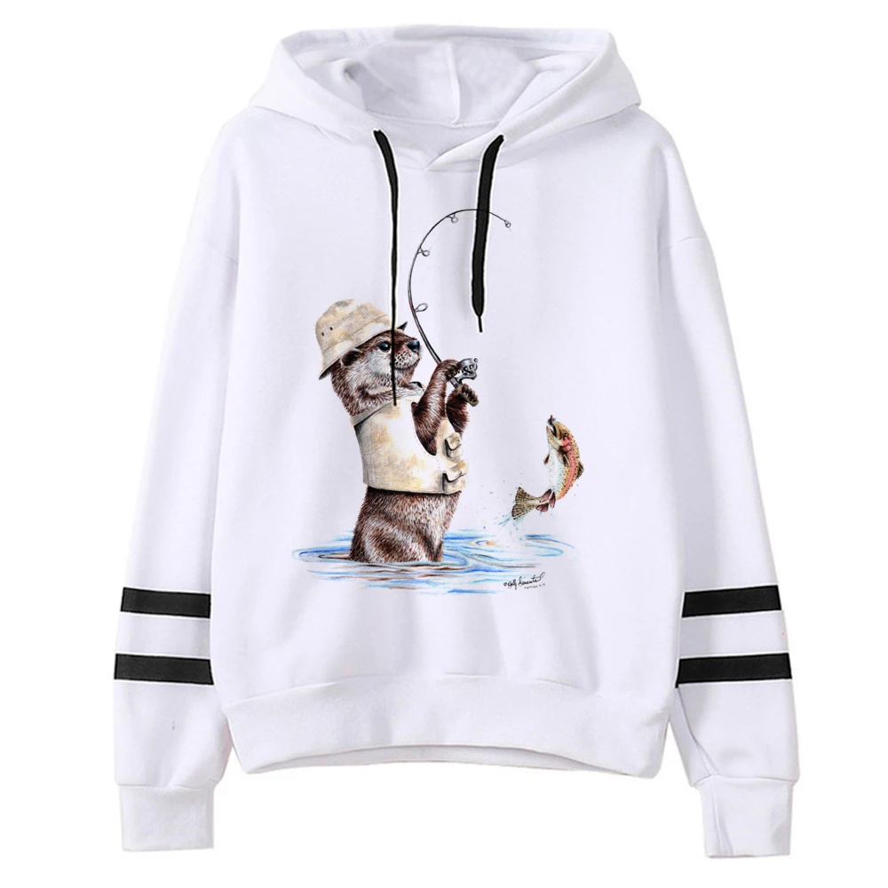 Hoodie memancing wanita anime musim dingin keringat y2k pakaian latihan hangat tarik bulu domba wanita