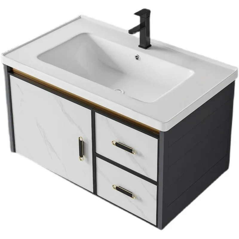 

Smart wall-mounted washbasin combination washbasin Small unit washbasin toilet Space aluminum bathroom cabinet simple