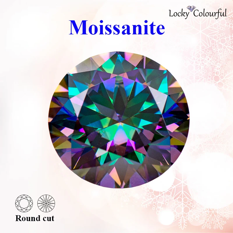 

Moissanite Round Cut Wholesale Rainbow Green Color Pass Diamond Test Charms for Diy Jewelry Making Bracelet with GRA Certificate