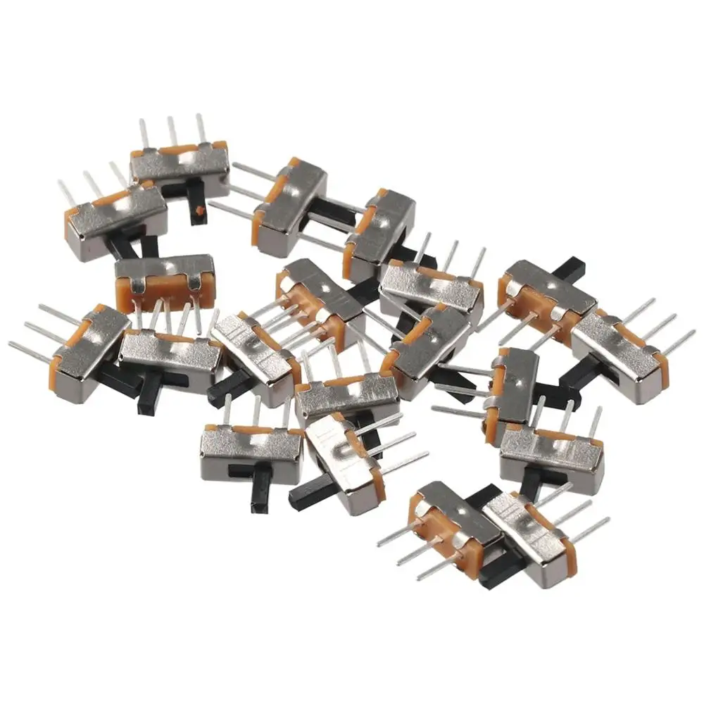 20pcs Mini SPDT Micro Slide Switch 1P2T 2 Position Toggle Switch Vertical 4mm Toggle Micro Switch Electronic Board