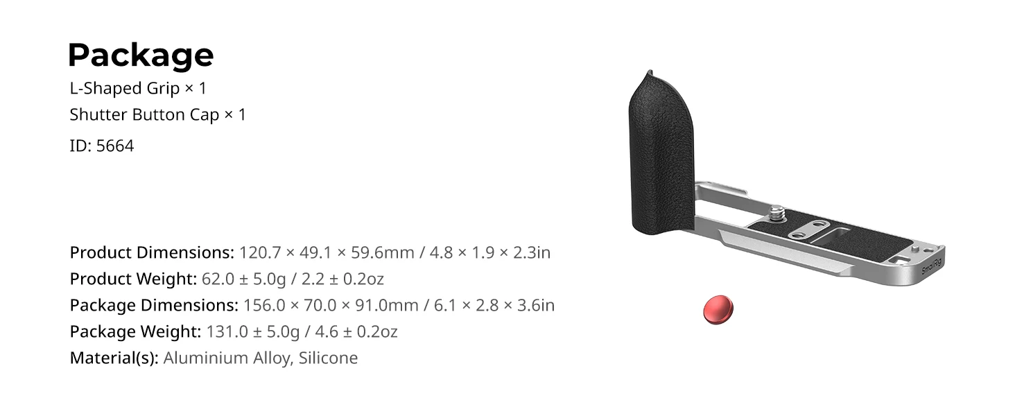 SmallRig X-T30 II L-förmige Montageplatte mit Silikongriff für FUJIFILM X-T30 / X-T30 II / X-T30 III, mit Verschlussknopfkappe 5664 – Detail 8