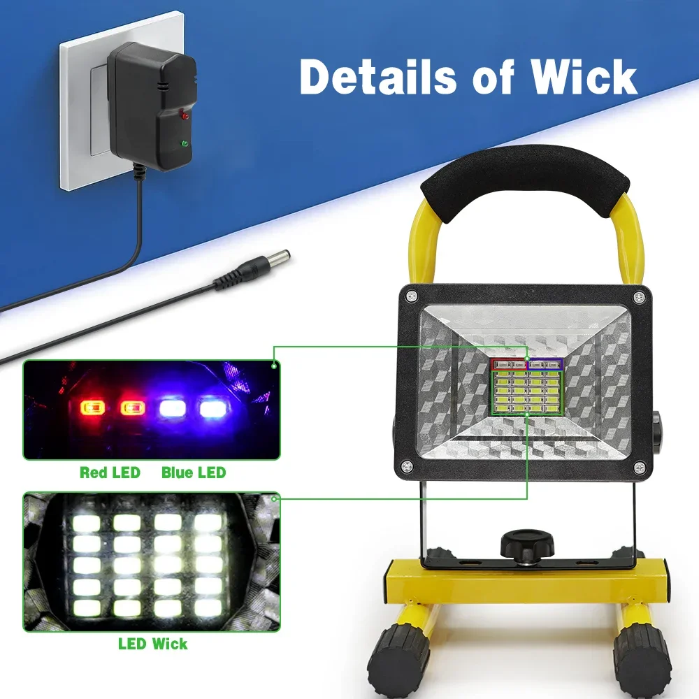 LED Portable Rechargeable Floodlight Waterproof Spotlight Battery Powered Searchlight Outdoor Work Lamp Camping Lantern