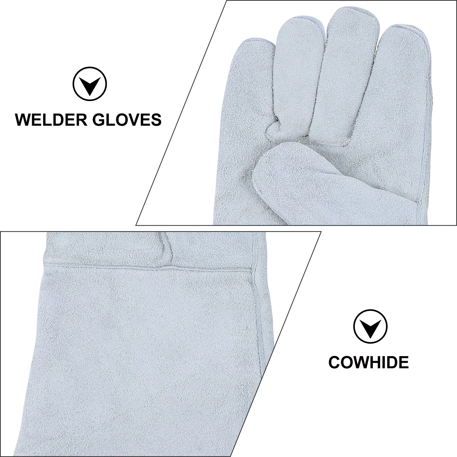 1Pair Heat Resistant Cowhide Gloves Unisex Rigger Gloves for Welding Camping Outdoor Work Cold Weather