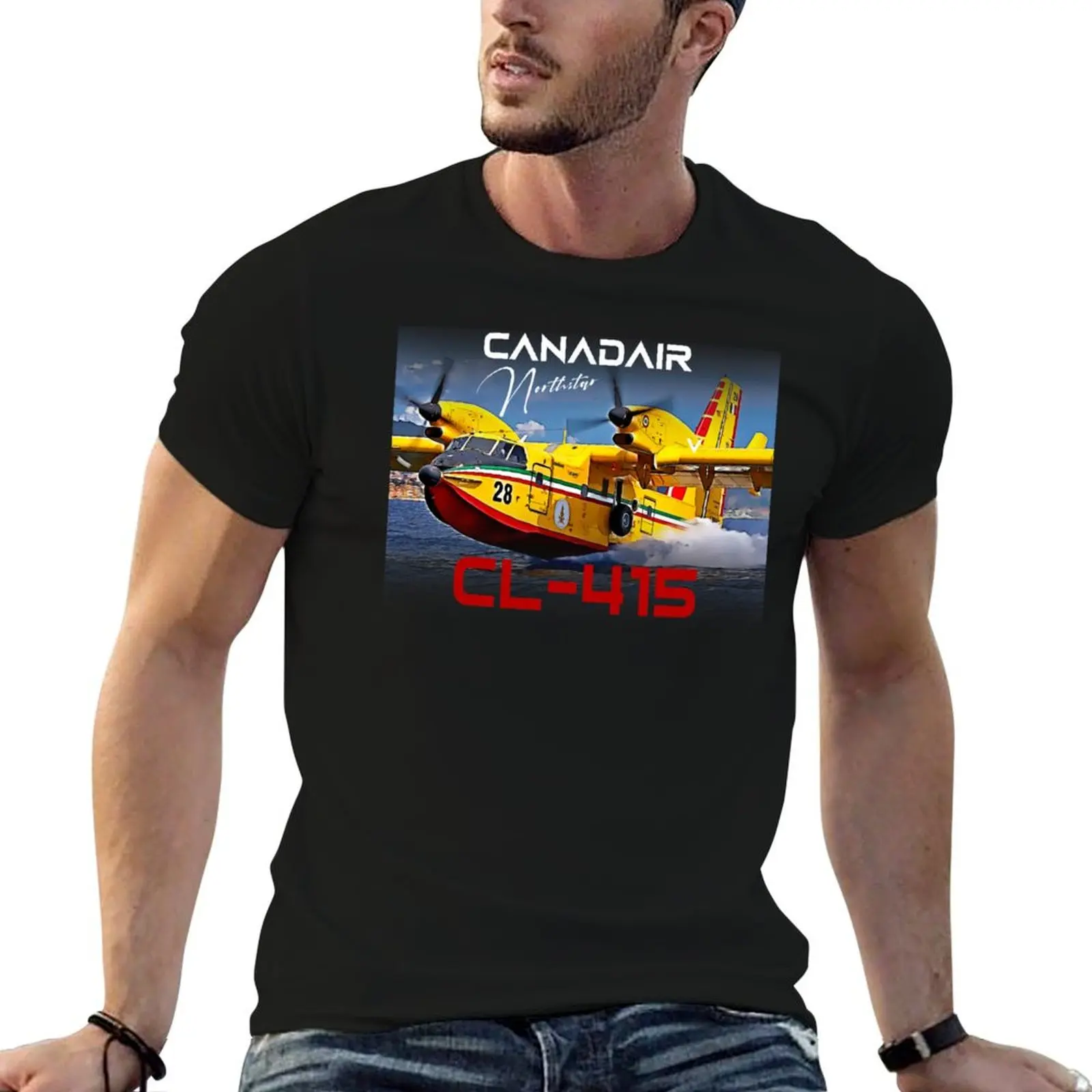 

Canadair cl-415 Northstar firebomber Aircraft T-Shirt cotton t shirts man 100% cotton t shirt man T-Shirt