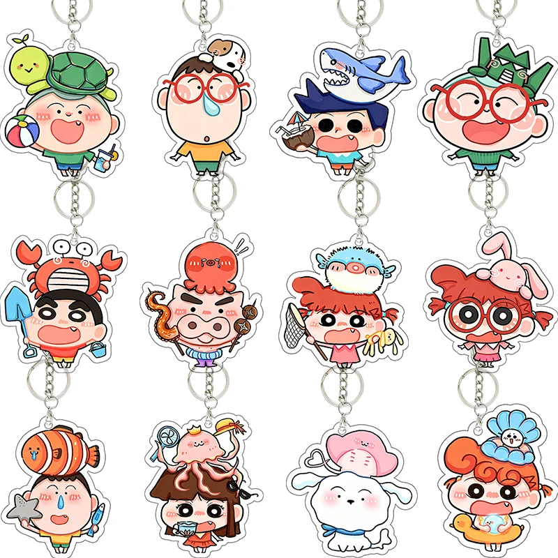 Crayon Shinchan Boo Masao Sato Toru Kazama Acrylic Keychain Girl School Bag Pendant Cartoon Decoration Accessories Holiday Gifts