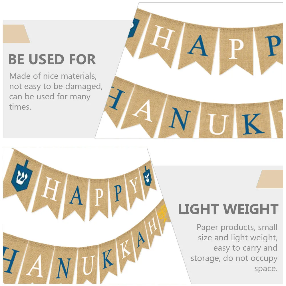 

1Set Decorative Hanukkah Banner Pendant Reusable Linen Cloth Party Decor for Festival Wall Hanging Scene Prop Festival Banner