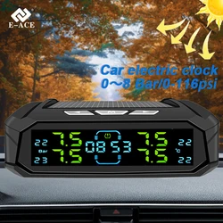 E-ACE 8 Bar TPMS Solar Car Tire  Pressure Sensors Power Touch Screen Buttons Pressure Monitor Alarm System Automotive Tools ﻿