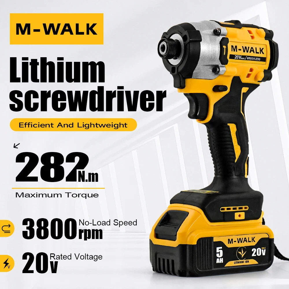 

M-WALK DCF850 Обновленная бесщеточная ударная отвертка Электрический привод Аккумуляторные отвертки 285 Нм Электроинструменты для аккумуляторного штифта Dewalt 20 В