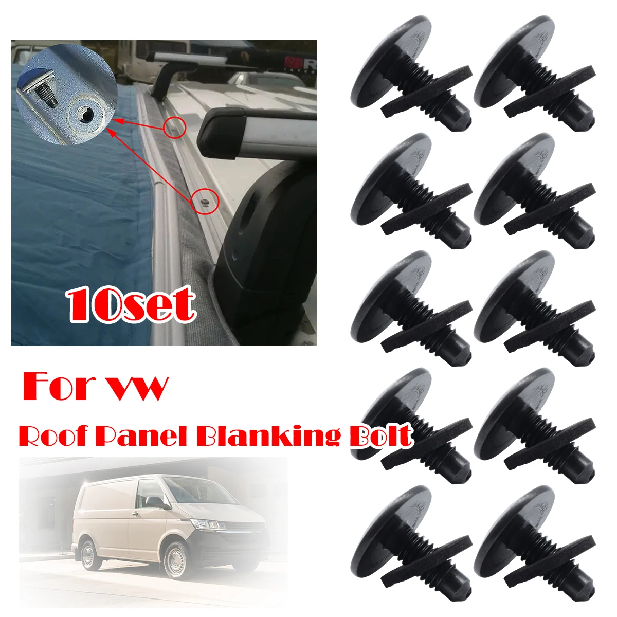 

10SET M6 Roof Rack Holes Panel Blanking Screws Bolts Sealed WHT006148 For VW Transporter T6 T5 Amarok CADDY Car Replacement Part