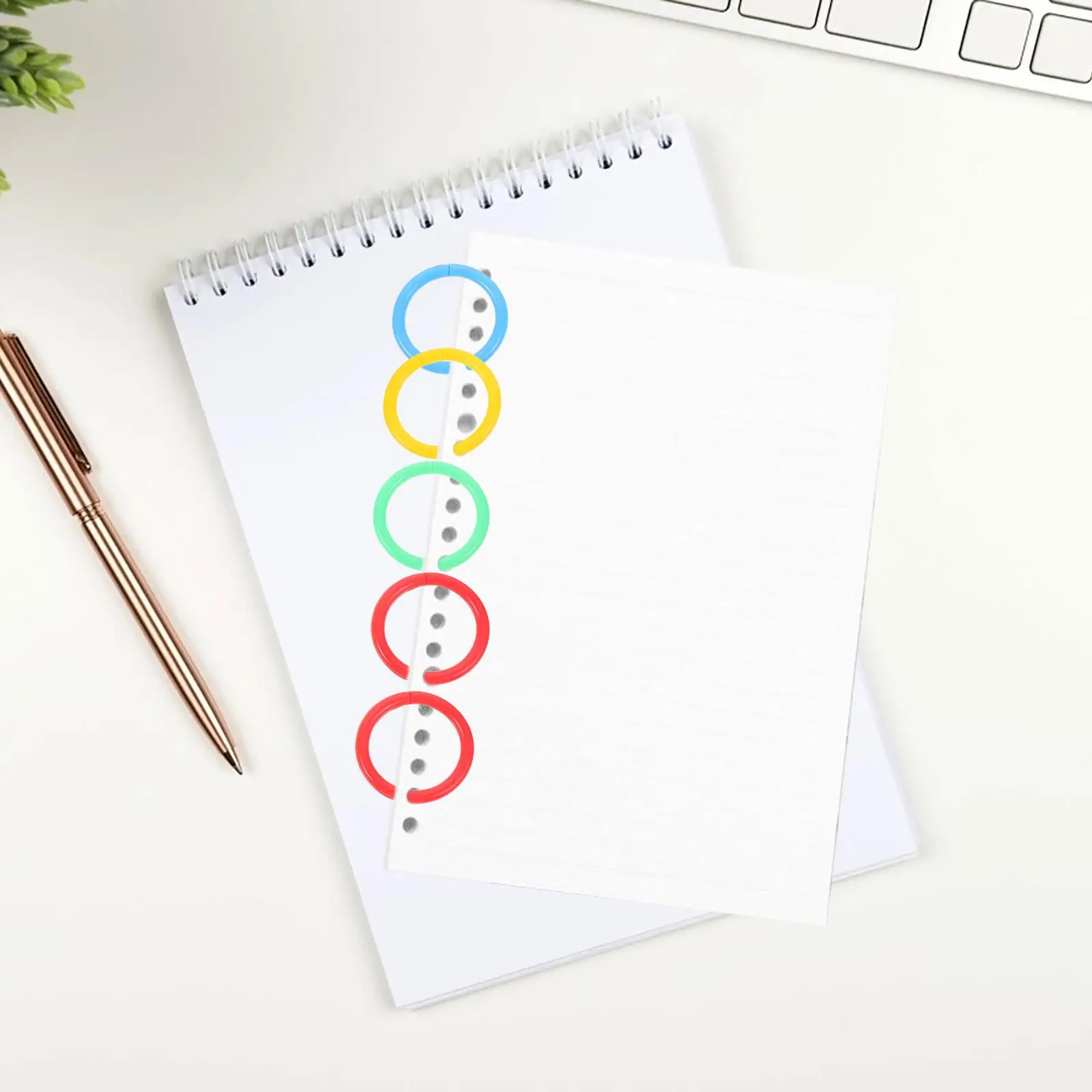 40pcs Colored Loose Plastic Leaf Loose Leaf Binder Book Small Binder Plastic Rings Rings For Index Cards Craft