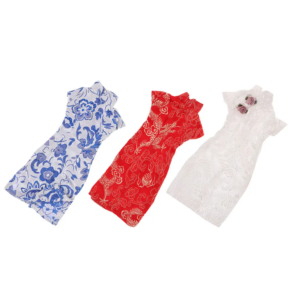 3Pcs Cheongsam Dress Replacement Clothes Chinese Style Wear Resistant Lovely Reusable Decorative Costume for Girls