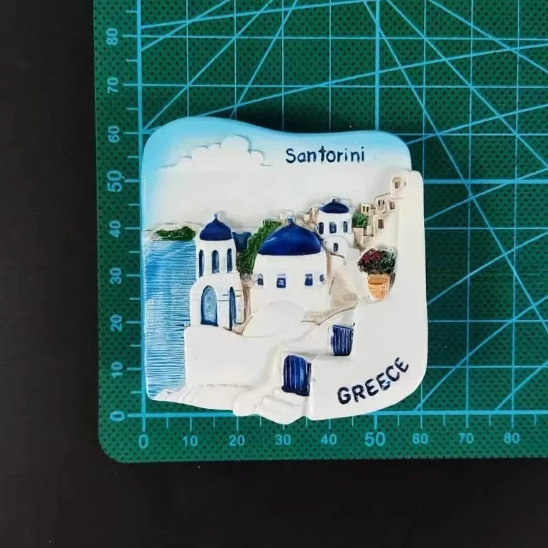 Greek Magnetic Tourism Souvenirs Santorini Island Resin Refrigerator Magnetic Gifts Aegean Sea Home Decorations