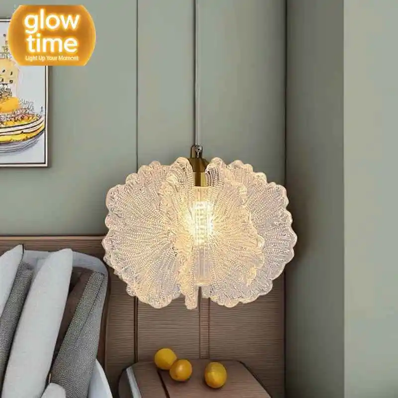 French Cream-Style Long line Bedroom Bedside Flower Chandelier Acrylic Dining Room bar Counter Shop Warm Lighting Fixtures
