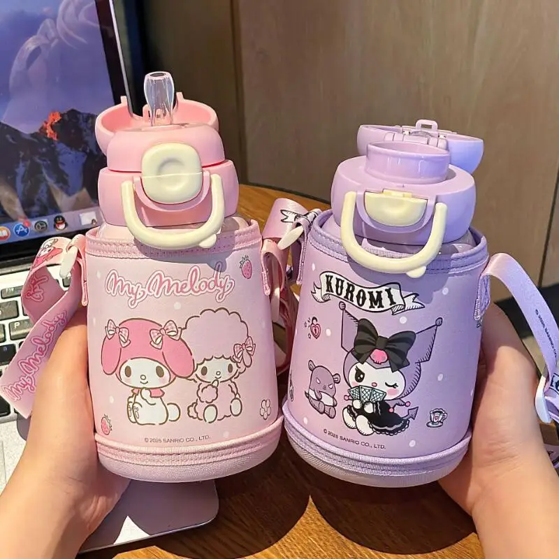 

Sanrio Kuromi Thermal Cup Kawaii Student Child Anime Fashion Anti Scalding Diagonal Span Type New Style Sus 316 Straw Water Cup