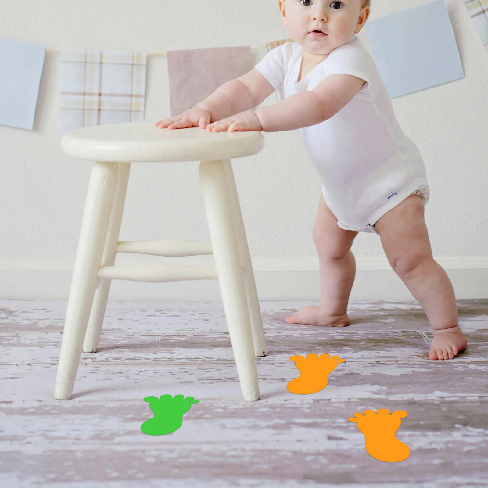 

10Pairs Footprint Stickers PVC Footprint Decals Mixed Color Waterproof Floor Stickers Easy to Apply Remove for Kindergarten
