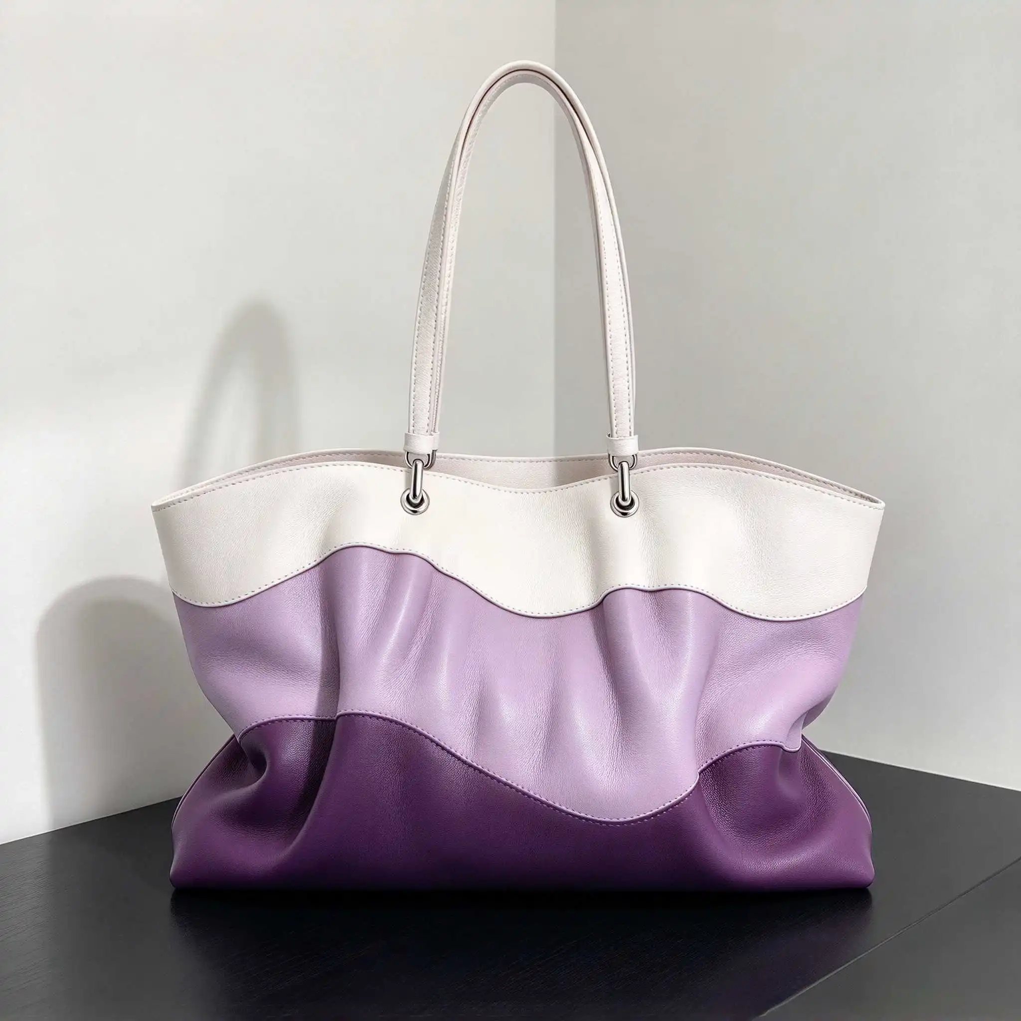 2026 Elegant Luxury Purple Gradient Handbags for Women Classic Vintage Style Lightweight Spacious Fashion Commuter Shoulder Bag