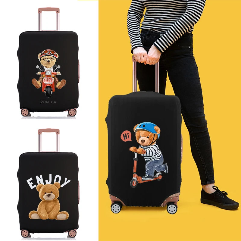 Bear Doll  Pattern Luggage Cover Elastic Protective Cover Removeable Protective Cover Dust-proof Suitable for 18-32 Inch Luggage