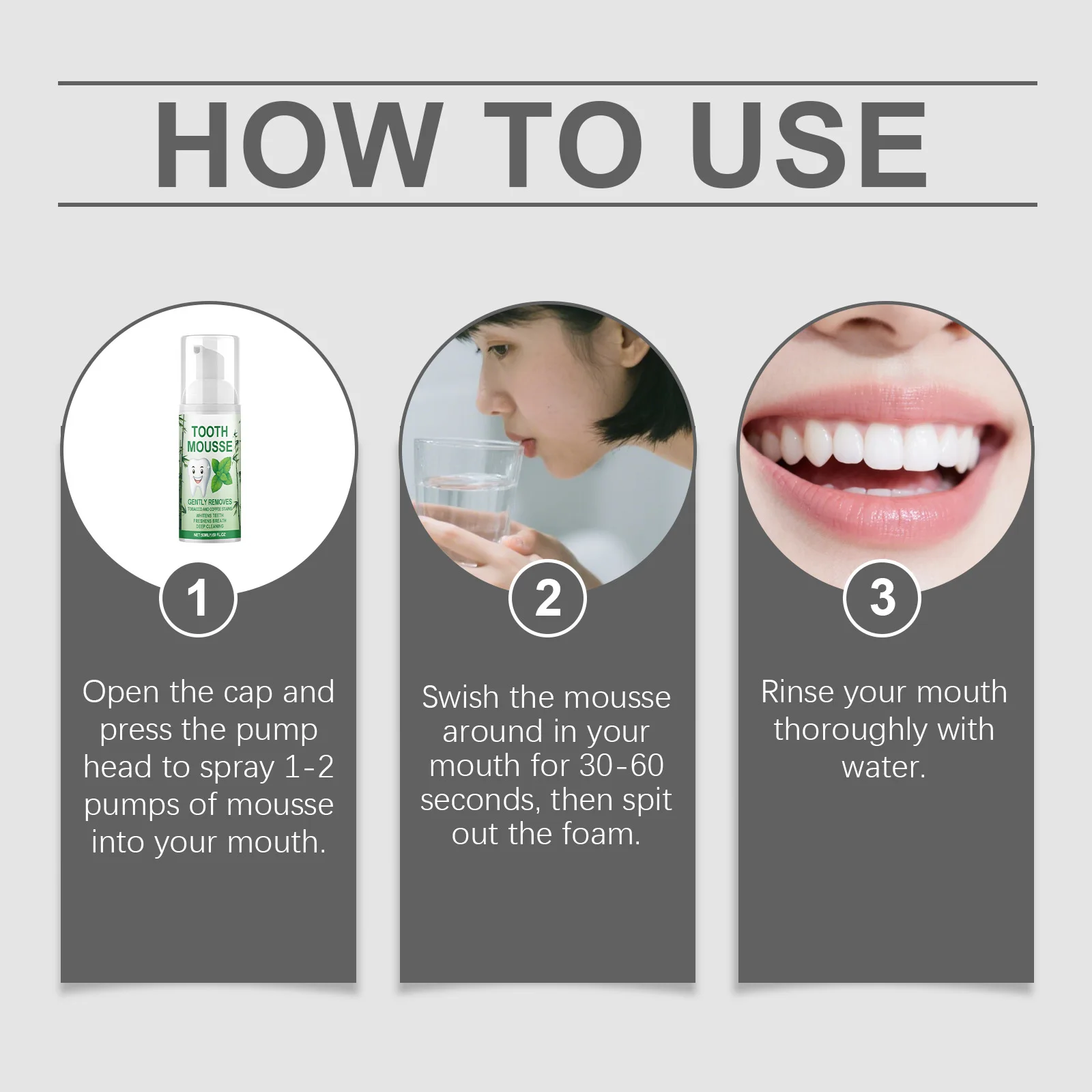 نفس منعش يضيء الأسنان موس تهدئة اللثة إزالة الروائح تقليل لوحة الأسنان منع تسوس الأسنان جوهر تنظيف الفم