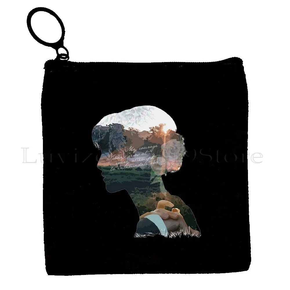 Obstinate Headstrong Girl Jane Austen Quotes Pride and Prejudice Romantic Novel Gift Canvas Coin Purse Key Case Bag Zipper Pouch