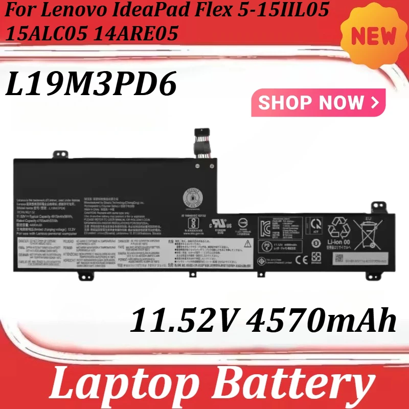 L19M3PD6 11.52V 4570mAh Battery For Lenovo IdeaPad Flex 5-15IIL05 15ALC05 14ARE05 14IIL05 14ITL05 14ALC05 L19L3PD6 L19C3PD6