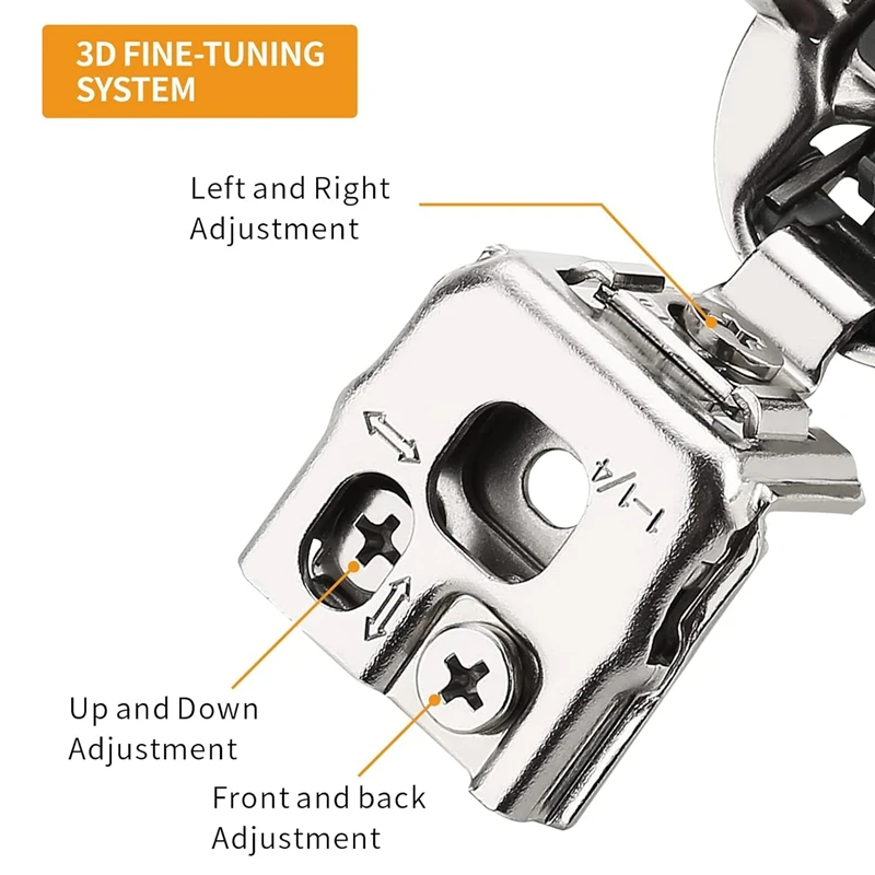 10 Pack 1-1/4 Inch 3D Overlay Soft Close Concealed Hinges Kit For Face Frame Door, Control Closing Speed,105° Open Angle