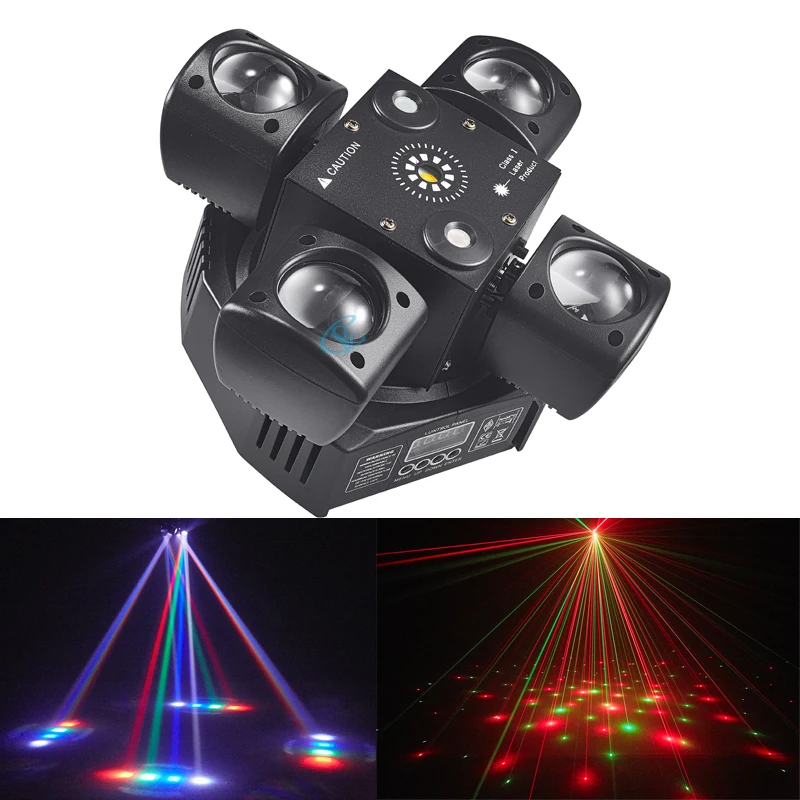 LED 48W Vier Armen Moving Head Lichtstraal + Laser + Strobe 3in1 Stage Effect Disco DJ Lampen DMX voor Party Bar Club