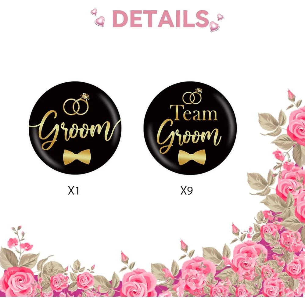 8 Stück Team-Bräutigam-Anstecknadeln, „Bride to Be“-Abzeichen, Hochzeits- und Junggesellenabschiedsdekorationen, Brautparty-Geschenke und Accessoires für den Bräutigam – Detail 3