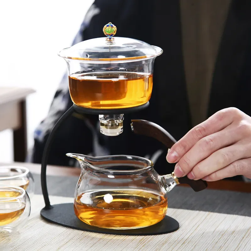 Japanese Creative Transparent Glass Covered Bowl Tea Set Full Semi-automatic Kung Fu Tea Set Tea