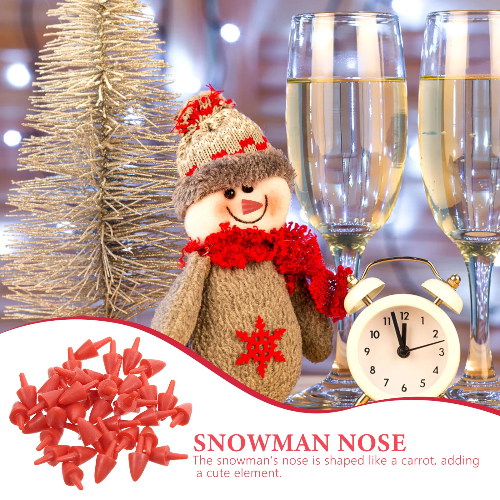 100 szt. Nosów w kształcie marchewki do robienia bałwanków DIY, dekoracje zimowe na zewnątrz, nosy do bałwanków z marchewki