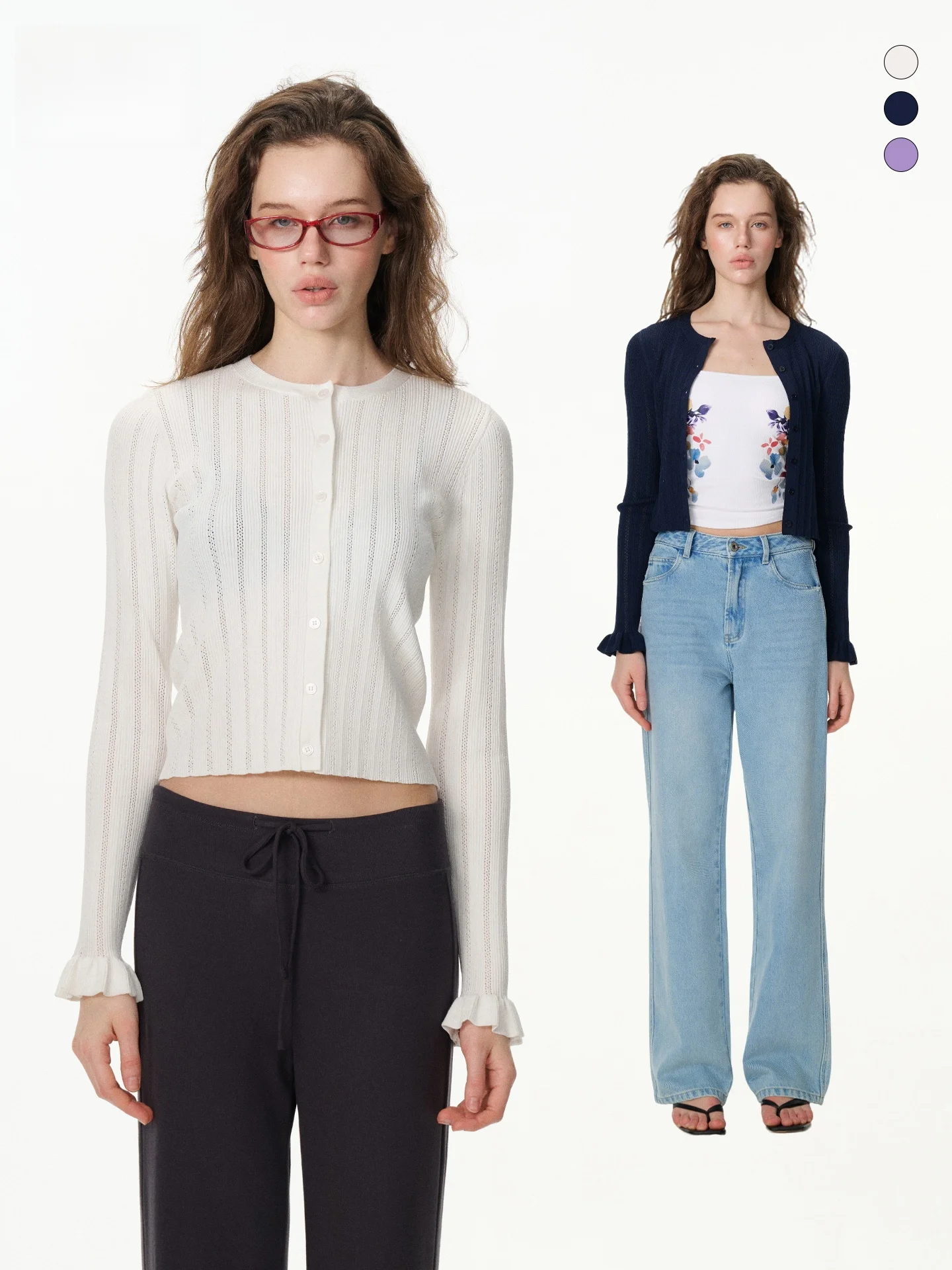 

Женский укороченный кардиган LeiYu Labs с U-образным вырезом, вязаная верхняя одежда в расслабленном стиле, весна 2026, новинка, из мягкого полиэфирного волокна