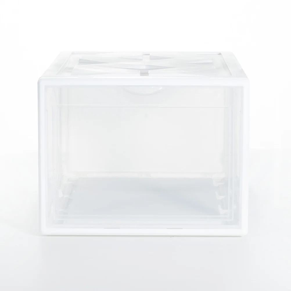 

Plastic Shoe Box Storage Bins White Safe Ergonomic Handle Transparent Design Shoes Container Dustproof Assembly Storage