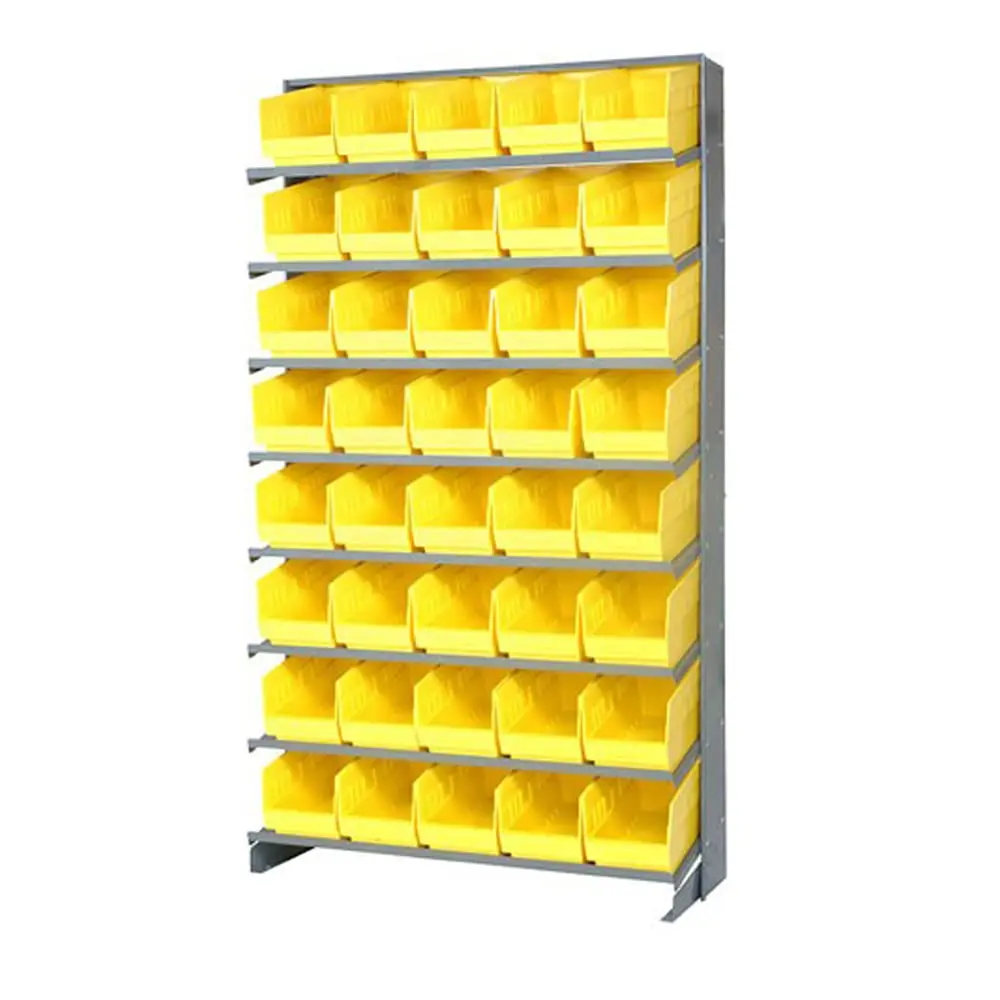 Quantum Qprs-204Yl Single-Side Sloped Pick Shelving Display Storage Rack For Healthcare Warehouse | (8) Shelves; (40) Qsb204