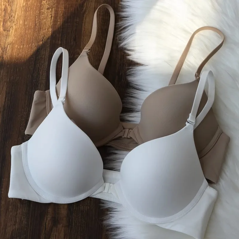 Anti-Sagging Front-Fastening Bra; Makes Large Busts Appear Smaller; Seamless Lingerie; Women’s Underwired, Slim-Fit Push-Up Bra