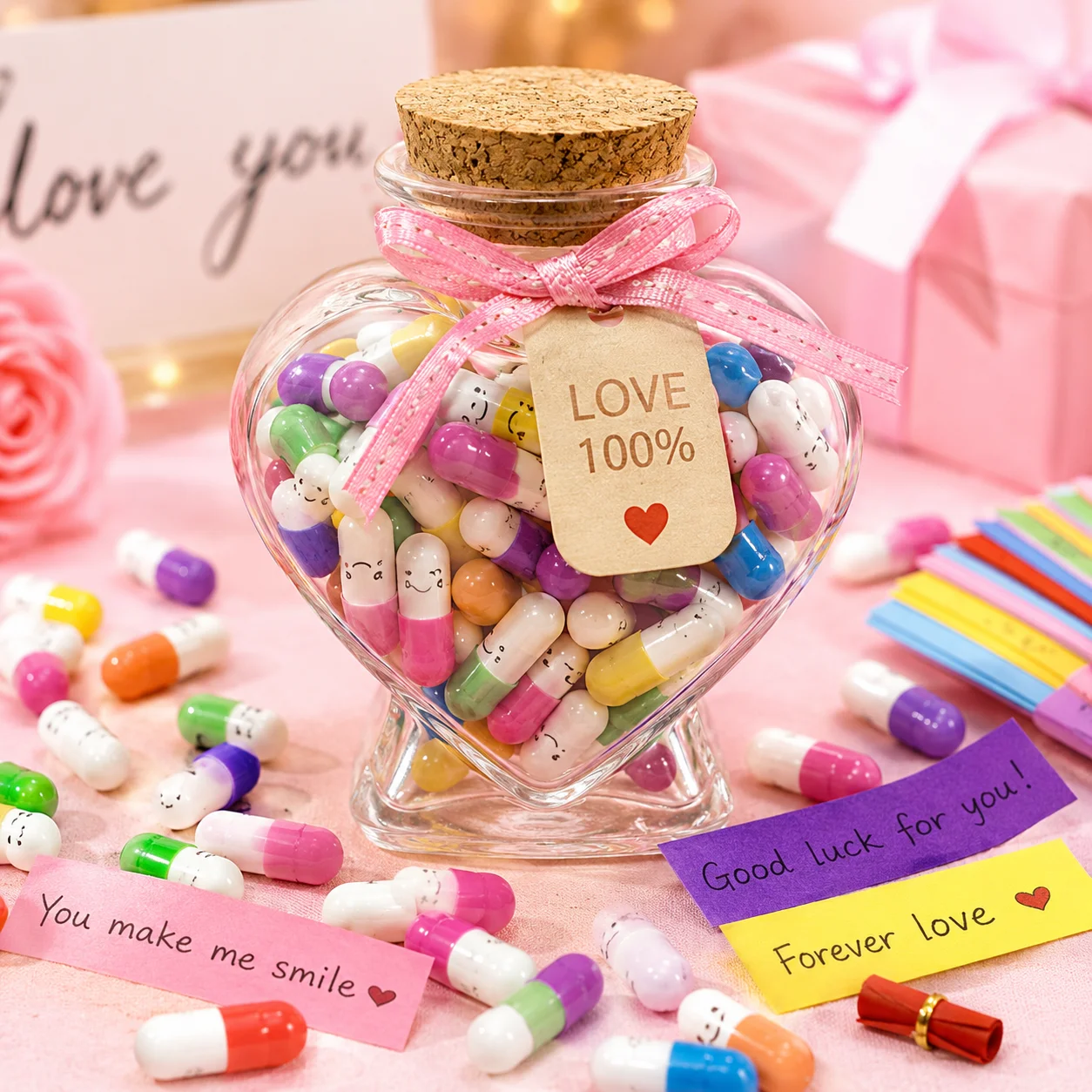Love Capsule Message in a Bottle DIY Love Letter Wishing Bottle Mini Capsule Notes Romantic Gift for Couples Valentine’s Day