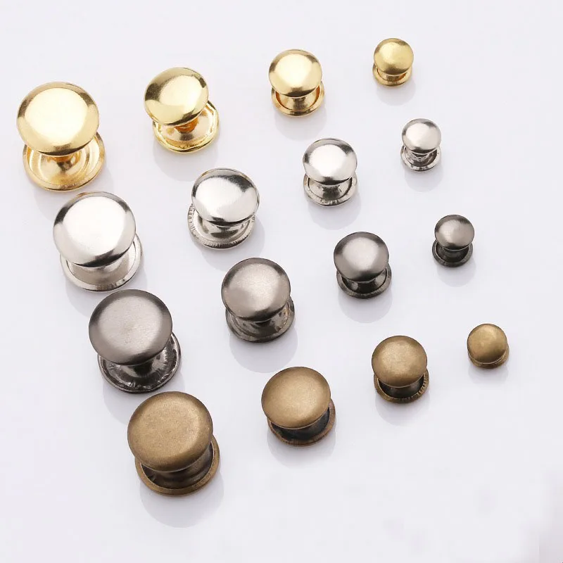 100pcs Metal Double Rivets Stud Round Nail Rivet Button 6/8/10/12mm Double Cap Rivets for Leathercraft Repair and Garment