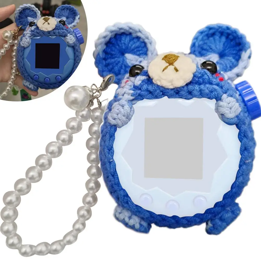 Protective Case For Tamagotchi Paradise Handmade Colorful Bear With Pearl Lanyard Anti Fall Electronic Pet Protective Shell Part