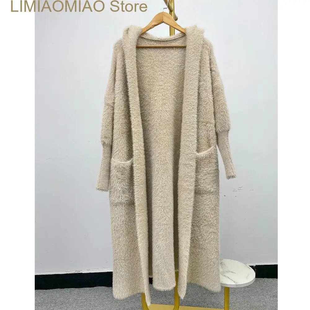 New Fashion Furry Thick Warm Long Faux Mink Fur Jacket Plush warm X-long mink hair coats  casaco feminino