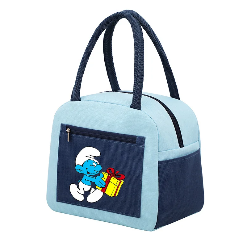 Smurfs Borsa per il pranzo Figura di cartone animato Stampata Confezione termica isolata Borsa portatile per riporre bevande alimentari Borse per