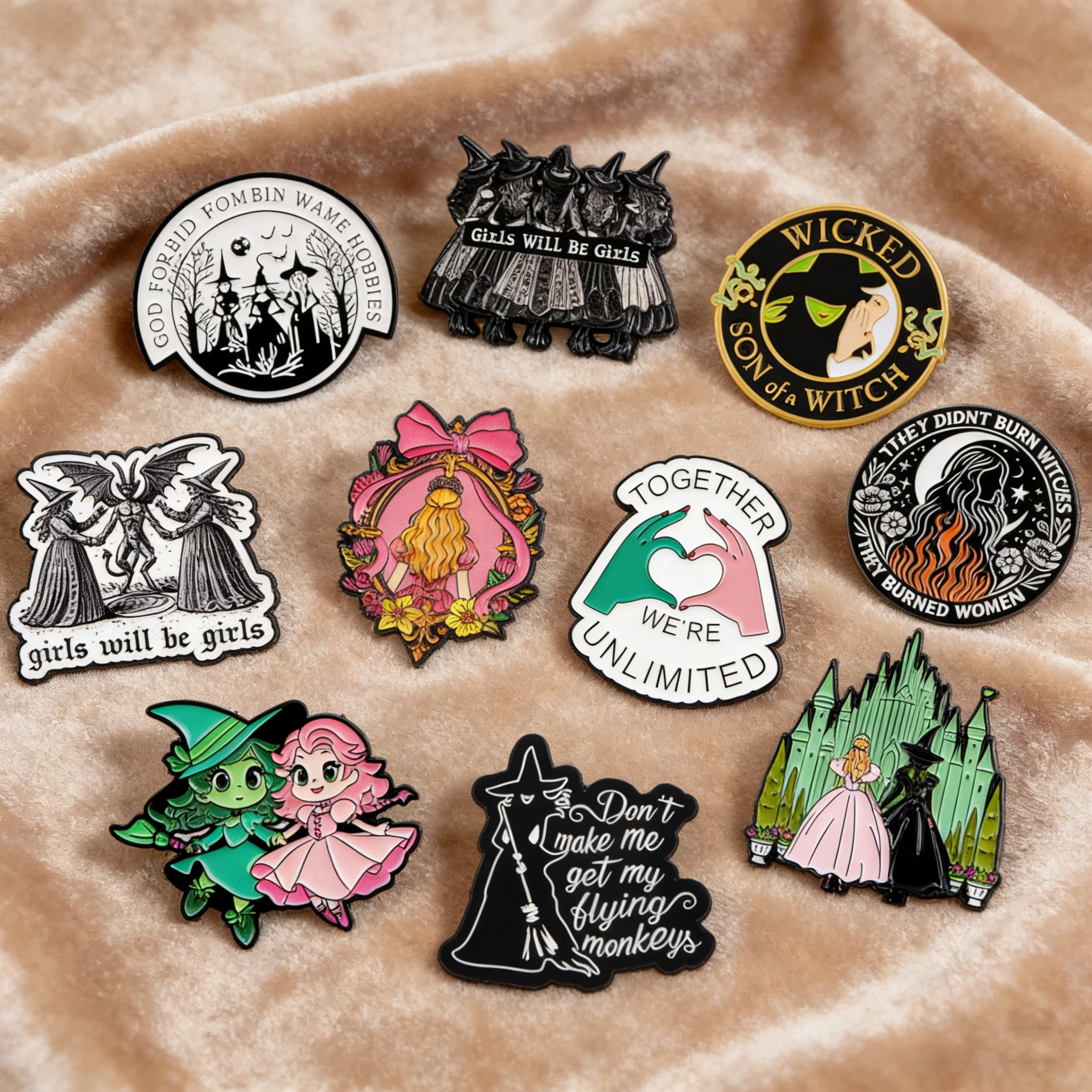 Movie Green Witch Enamel Pin Cartoon Princess Brooches Lapel Pins for Backpacks Jeans Brooches Adorn Jewelry Accessories Gifts