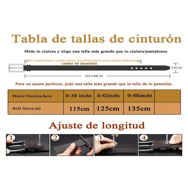 Men's Pin Buckle Durable Genuine Leather Belt with Adjustable Buckle Holes Perfect for Business Retro Wear Casual Formal Outfits