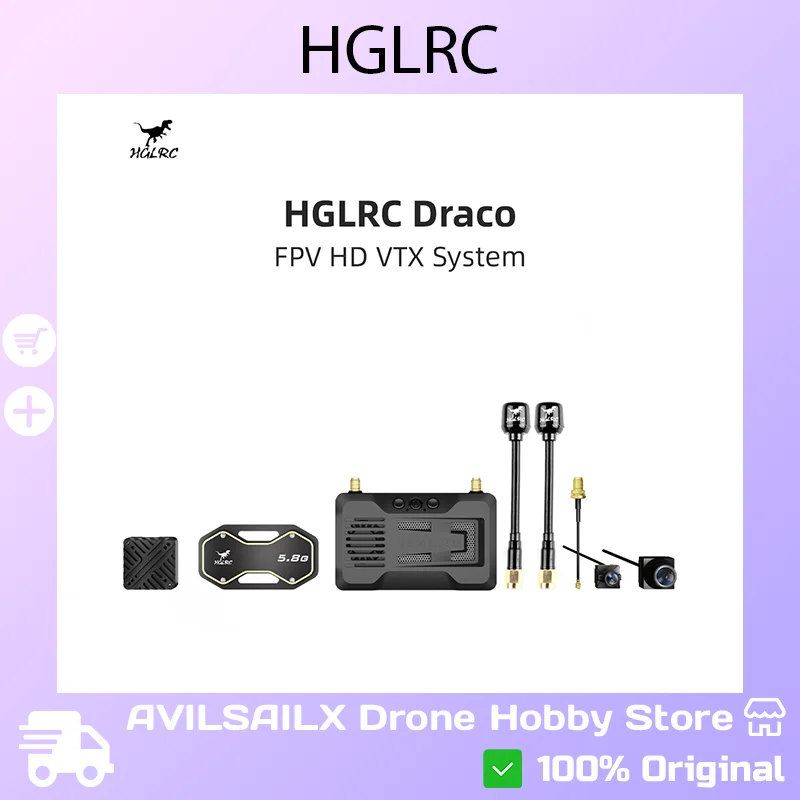 HGLRC Draco Digital HD FPV VTX System Dual 1W Power Night Vision Air Unit & Ground Unit For FPV Racing Drone